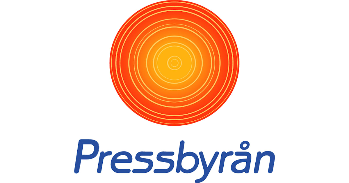 Pressbyrån logo, white background with an orange circle and the text Pressbyrån beneath